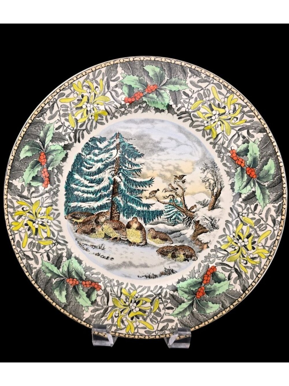 Adams England Snowed Up Ruffed Grouse In Winter 10" Plate Winter Scenes - Picture 1 of 10